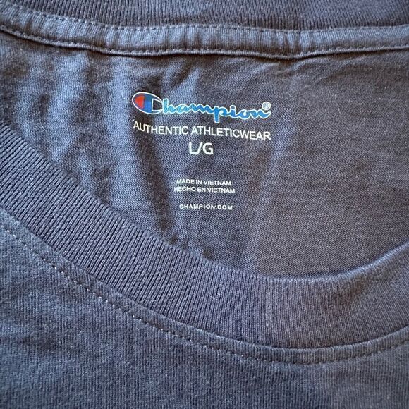 Men’s blue cotton champion T-shirt - Picture 2 of 2